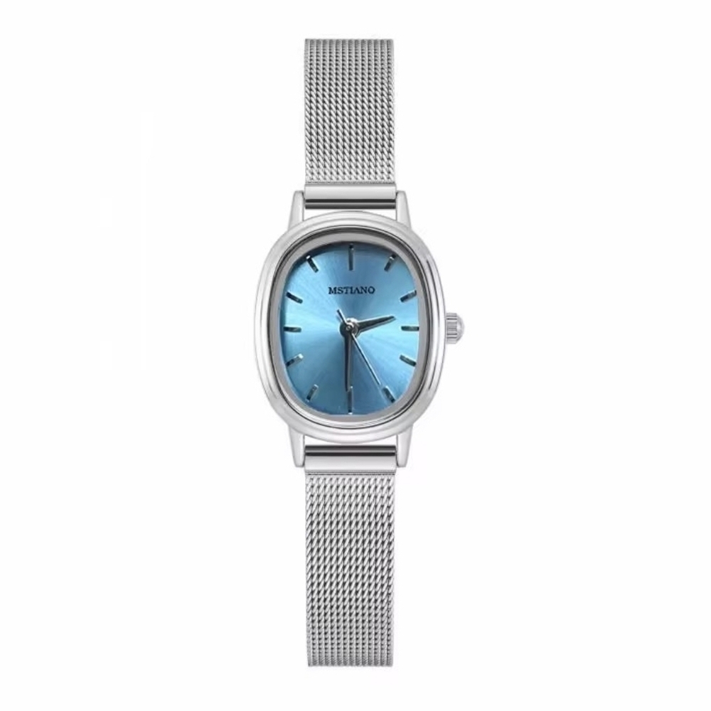 Women's Oval Mesh Watch with Gradient Blue Face